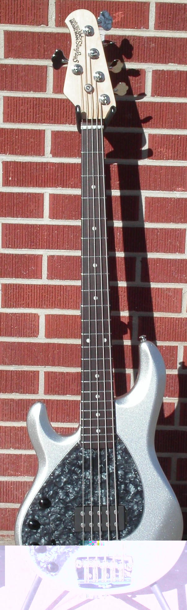 Ernie BallMusic Man Stingray-5 Sterling Silver Rosewood Black Pearl pg Left Handed 5-String Electric Bass.jpg